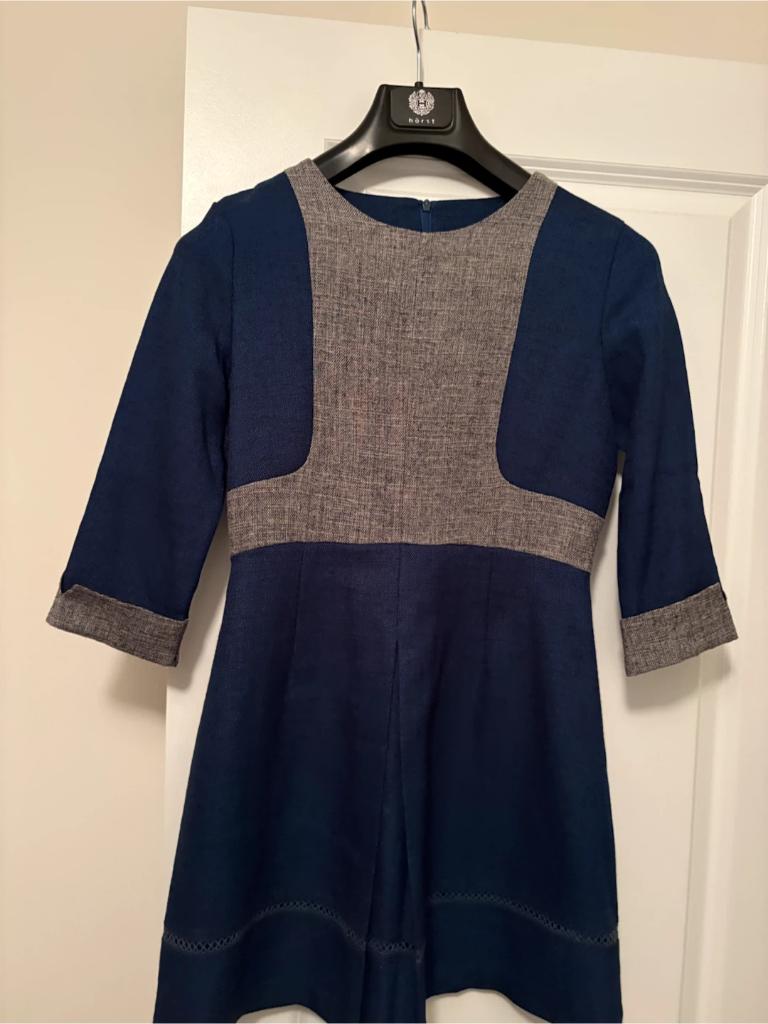 Hörst Blue and Grey Colour-Block Dress