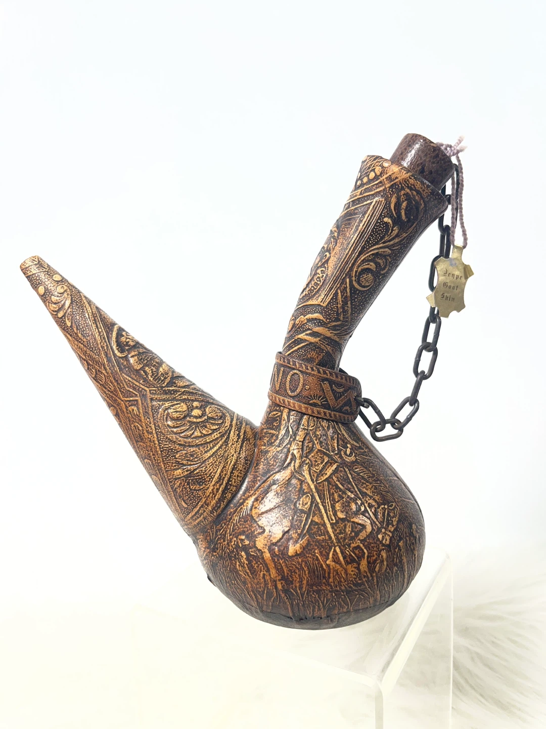 Vintage 1970s Spanish Leather-Wrapped Wine Decanter (Porrón)