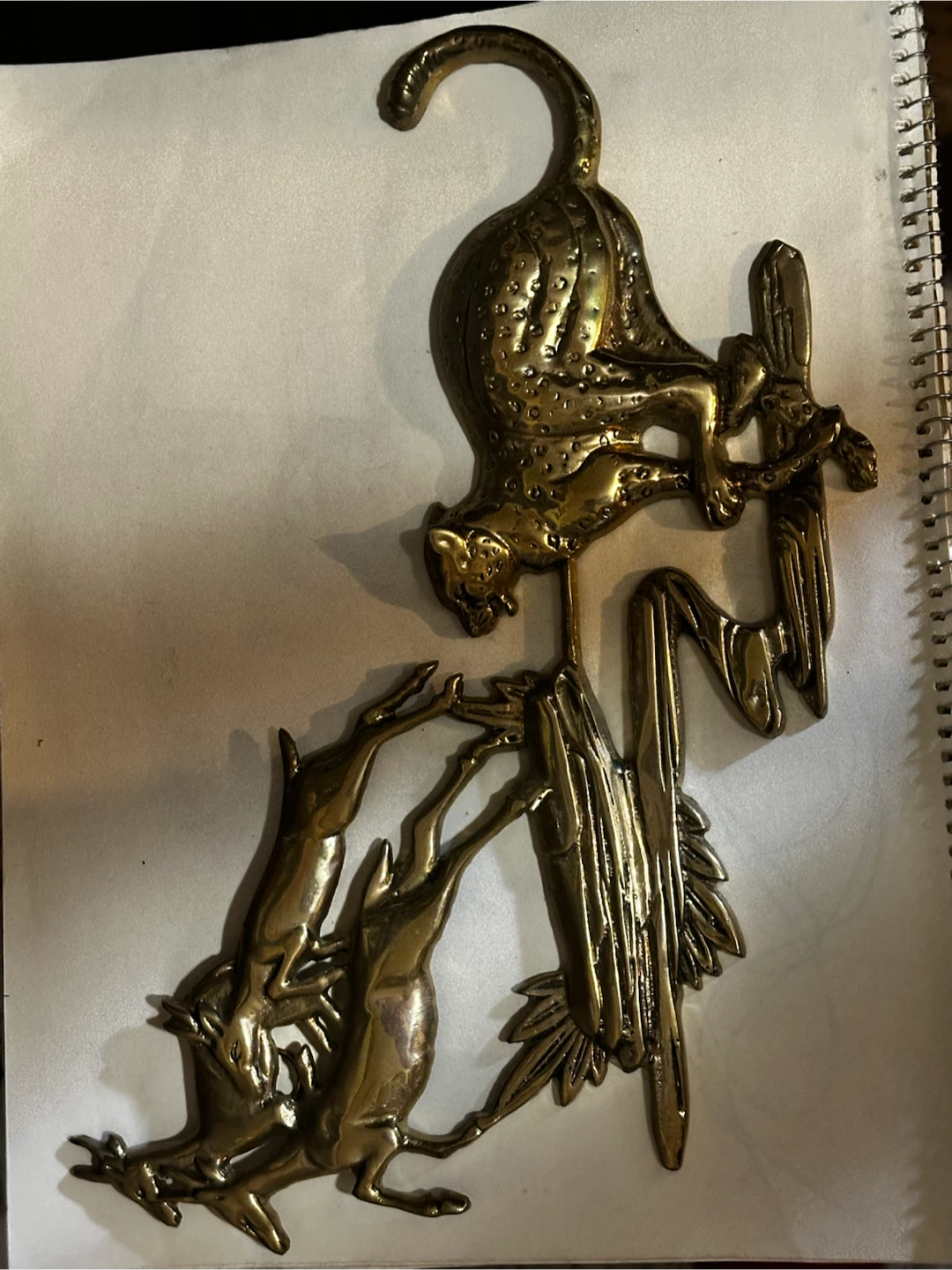 Vintage Brass MCM Cheetah & Antelope Wall Art