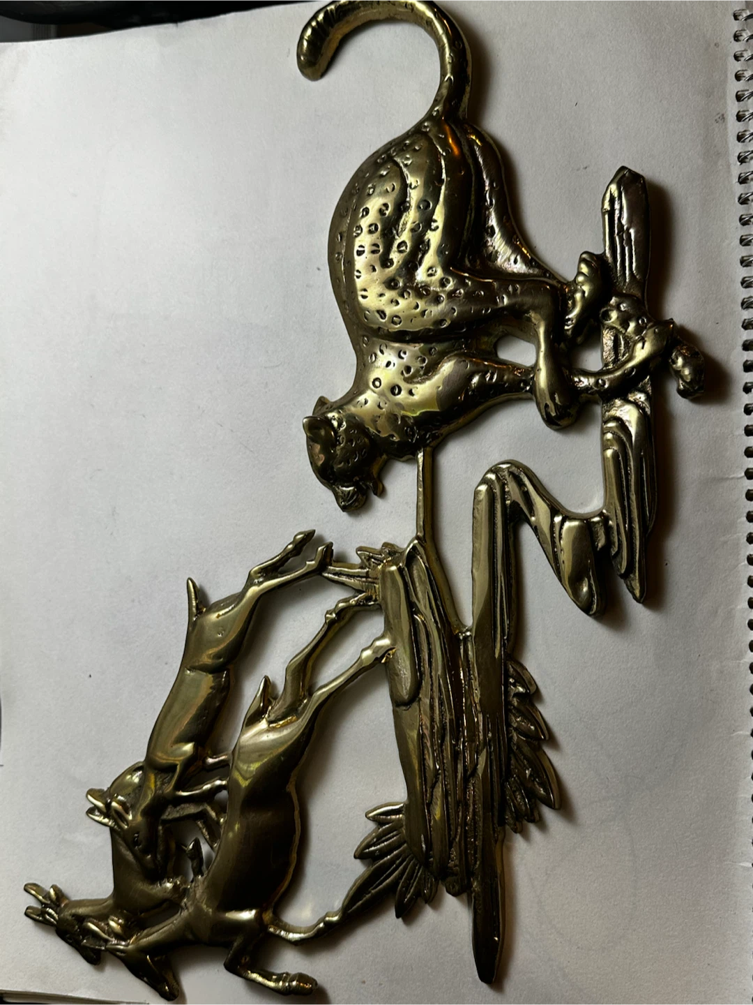 Vintage Brass MCM Cheetah & Antelope Wall Art - photo 2