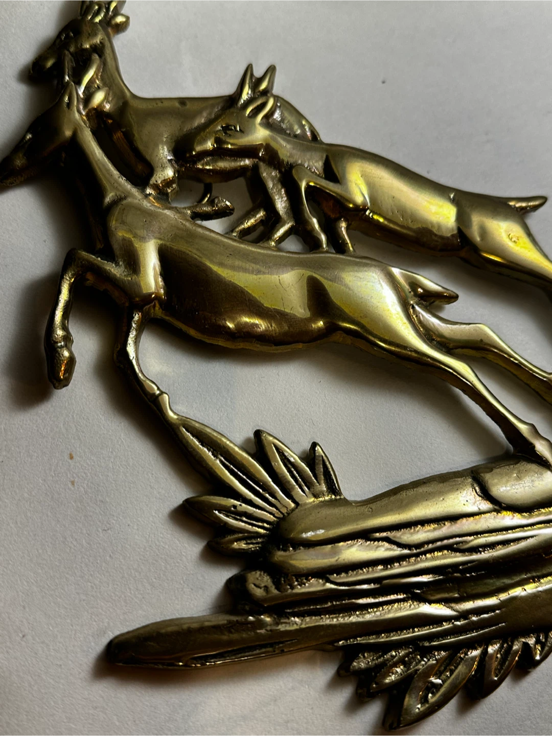 Vintage Brass MCM Cheetah & Antelope Wall Art - photo 3