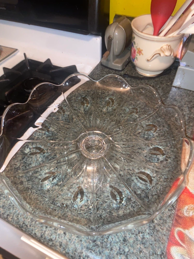 Crystal Cake Stand with Etched Dome - photo 3