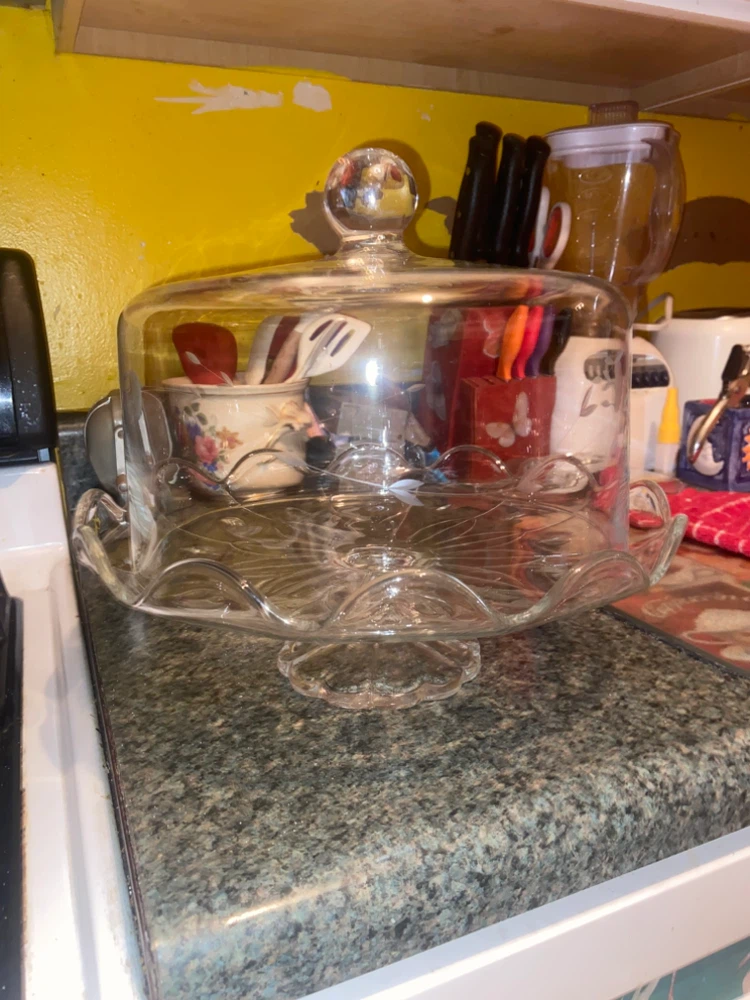 Crystal Cake Stand with Etched Dome - photo 4