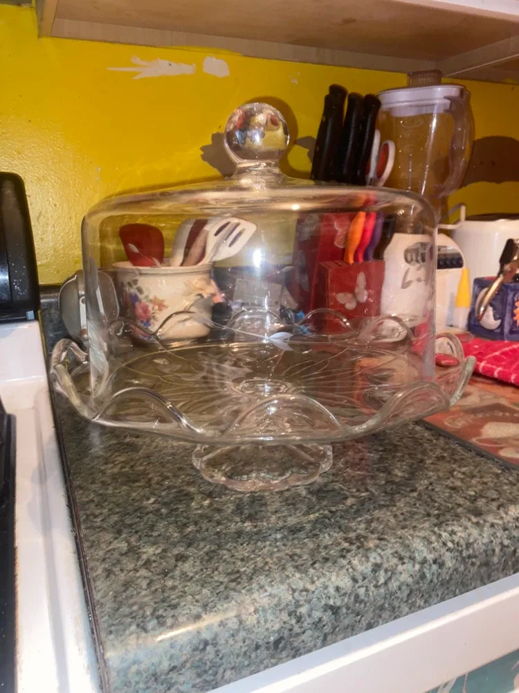 Crystal Cake Stand with Etched Dome - photo 4