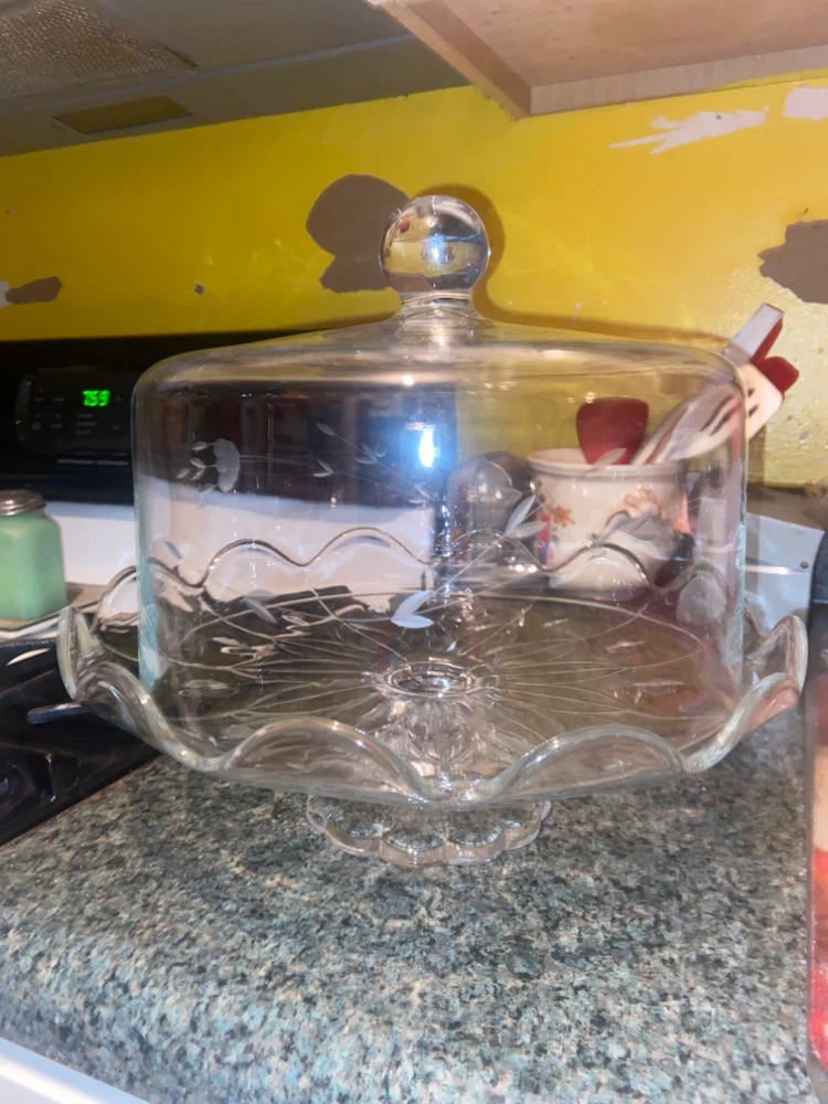 Crystal Cake Stand with Etched Dome - photo 5