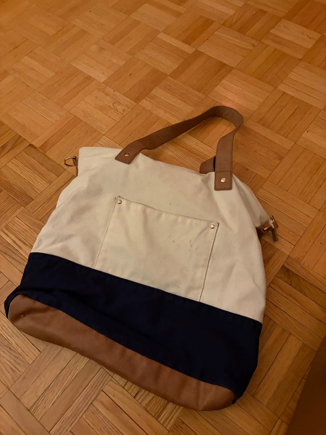 Canvas and Faux Leather Tote Bag - photo 2
