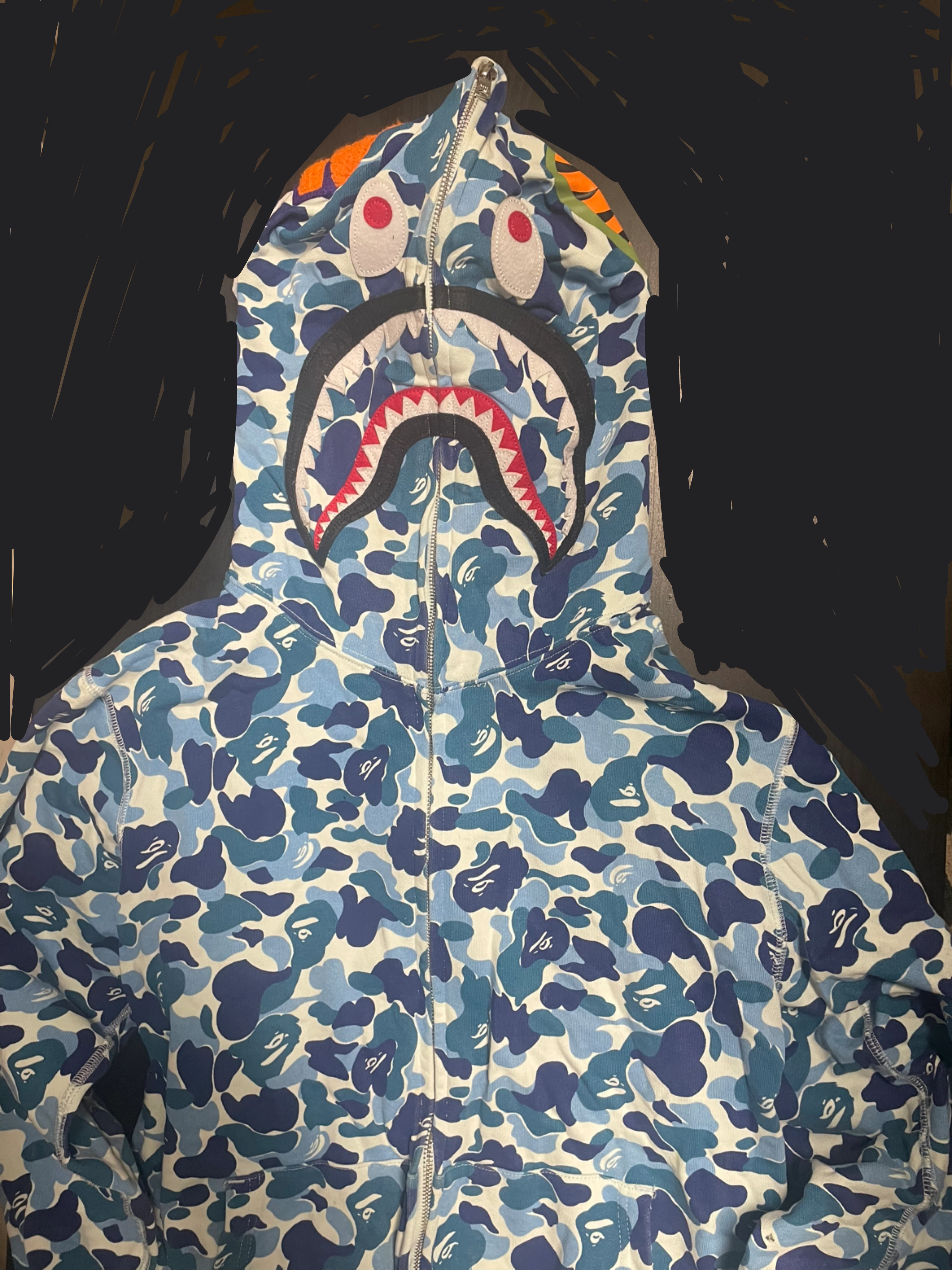 A Bathing Ape Shark Full Zip Hoodie Blue Camo
