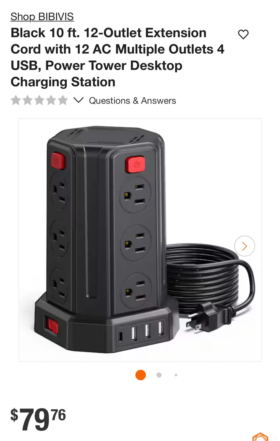 Tower Power Strip with USB Ports - photo 2