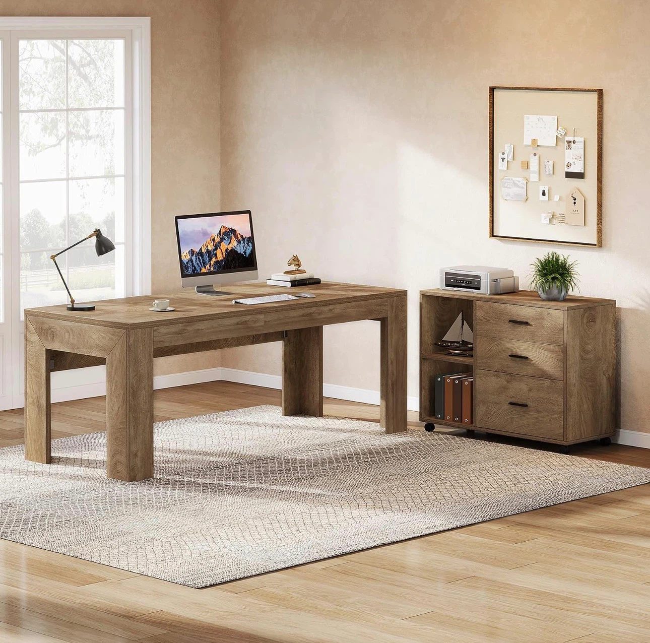 L-Shaped Desk with Mobile Storage Cabinet - photo 2