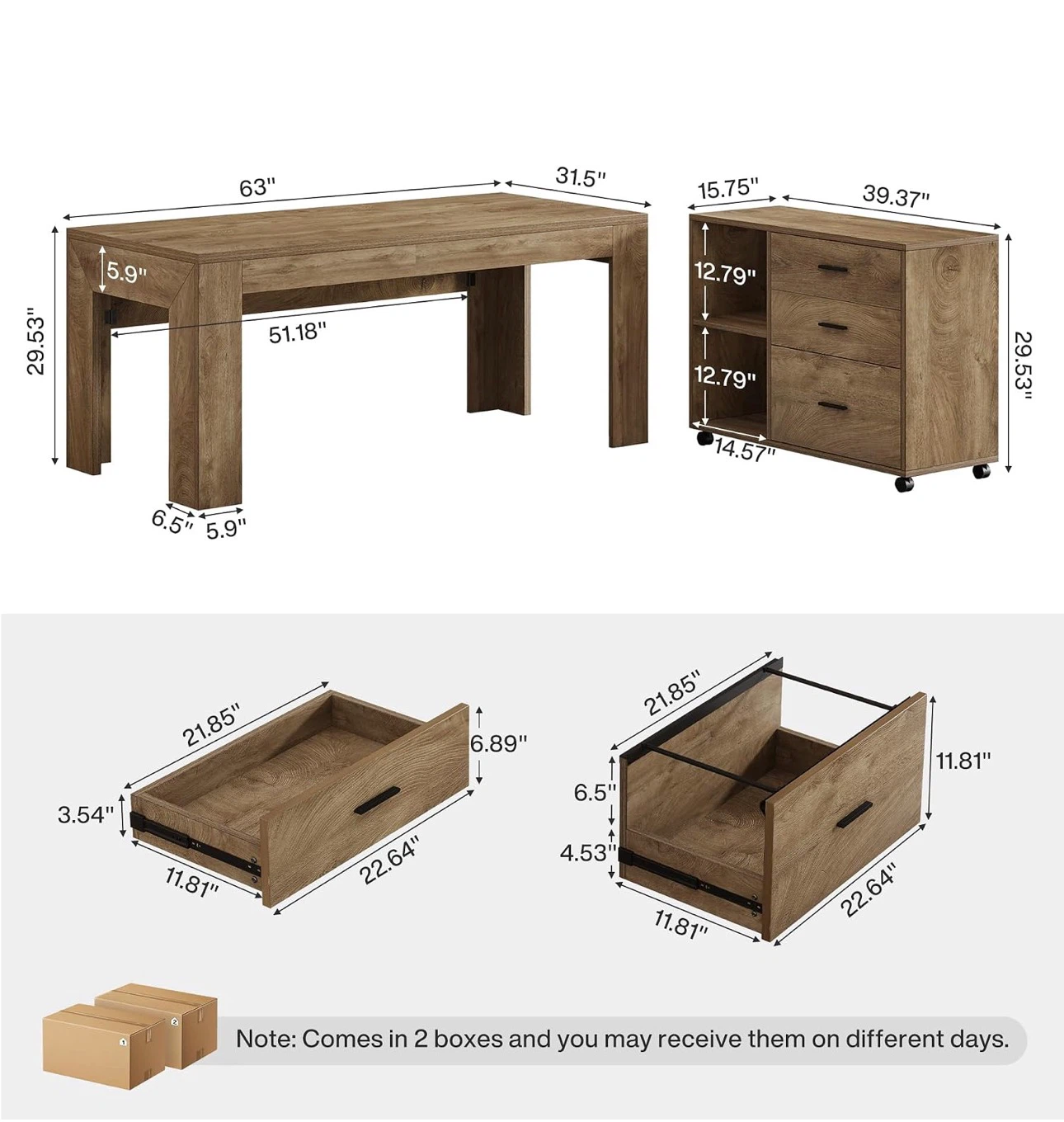 L-Shaped Desk with Mobile Storage Cabinet - photo 4