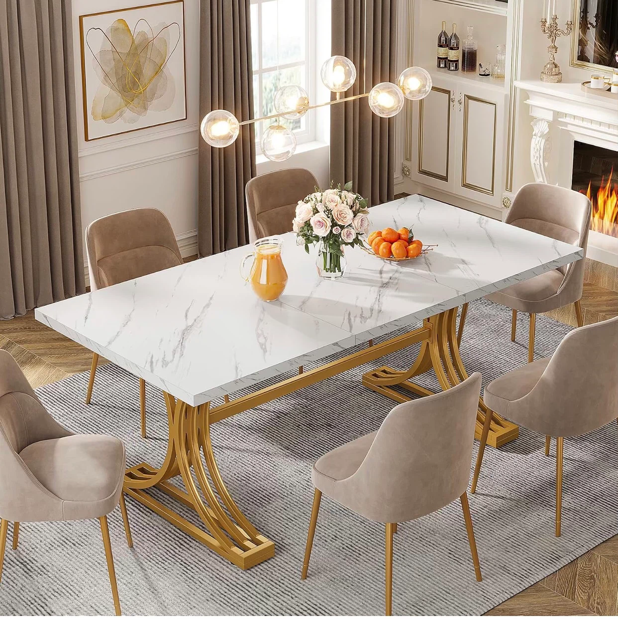 Faux Marble Dining Table