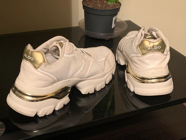 ALDO size 7  White and Silver Sneakers