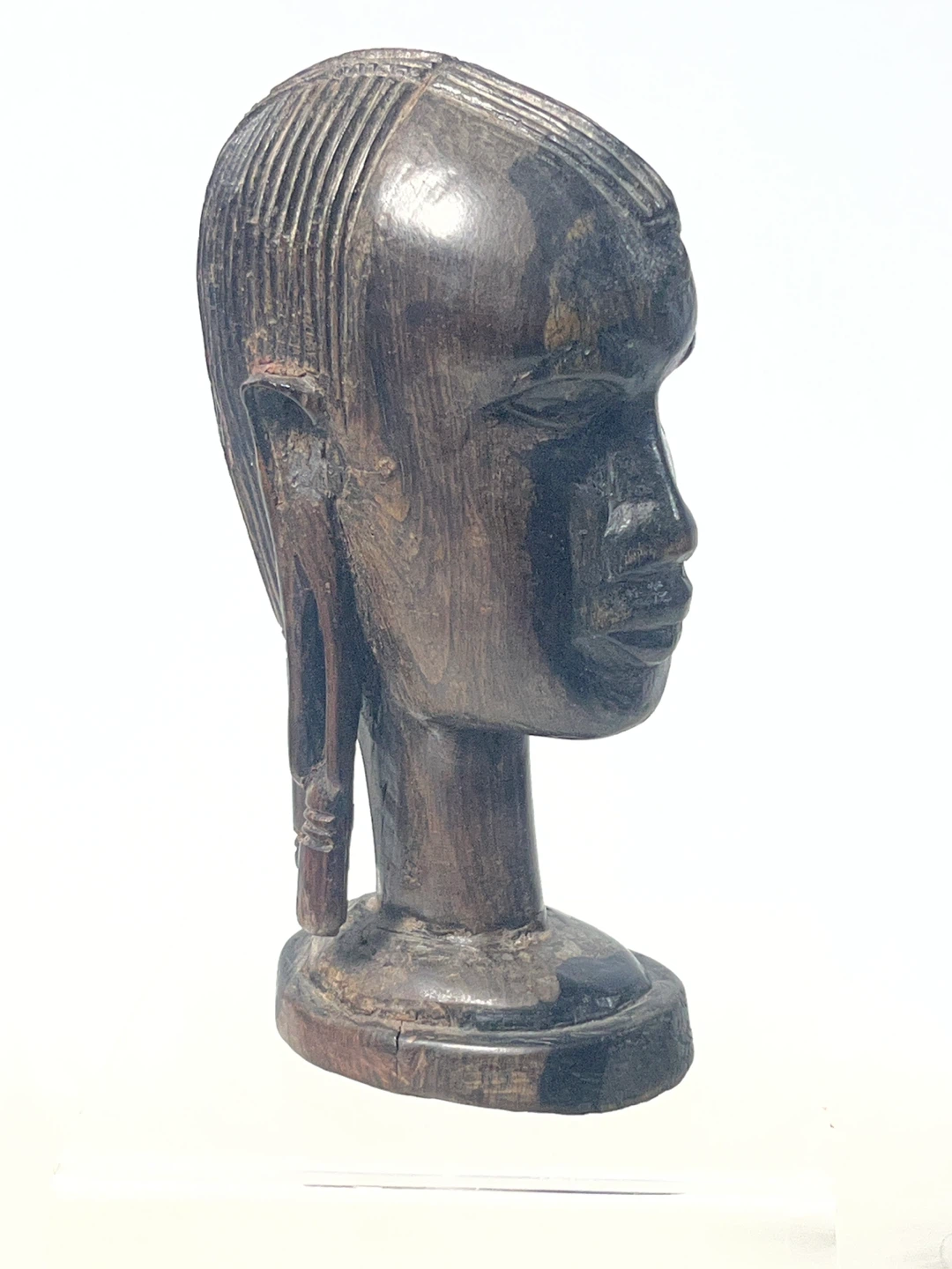 Vintage Hand-Carved African Ebony Wood Bust / Statue