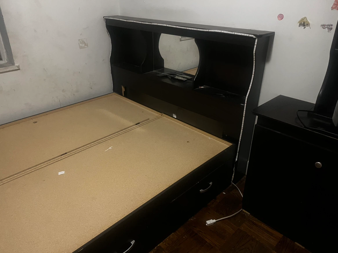 Black Storage Bed Frame with Headboard