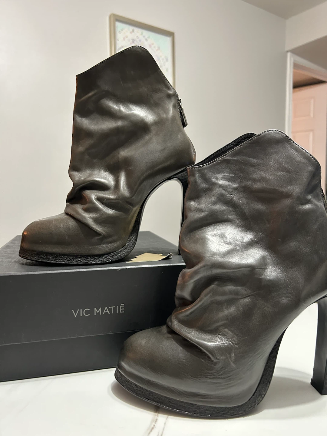 Vic Matié Leather Ankle Boots
