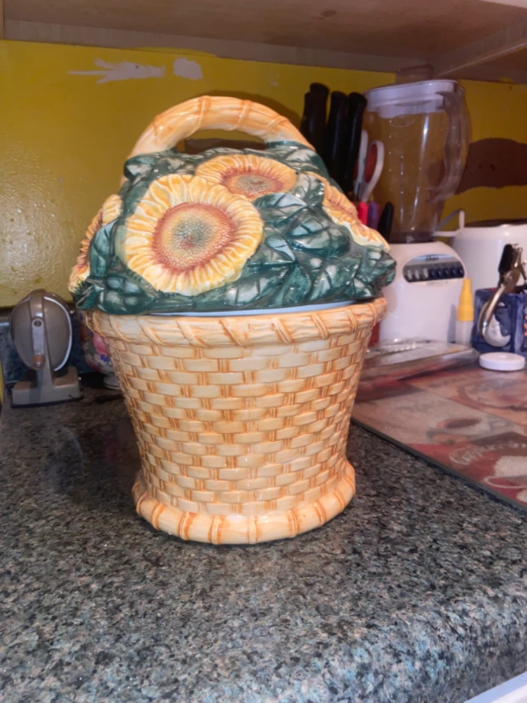 Sunflower Ceramic Cookie Jar - photo 4