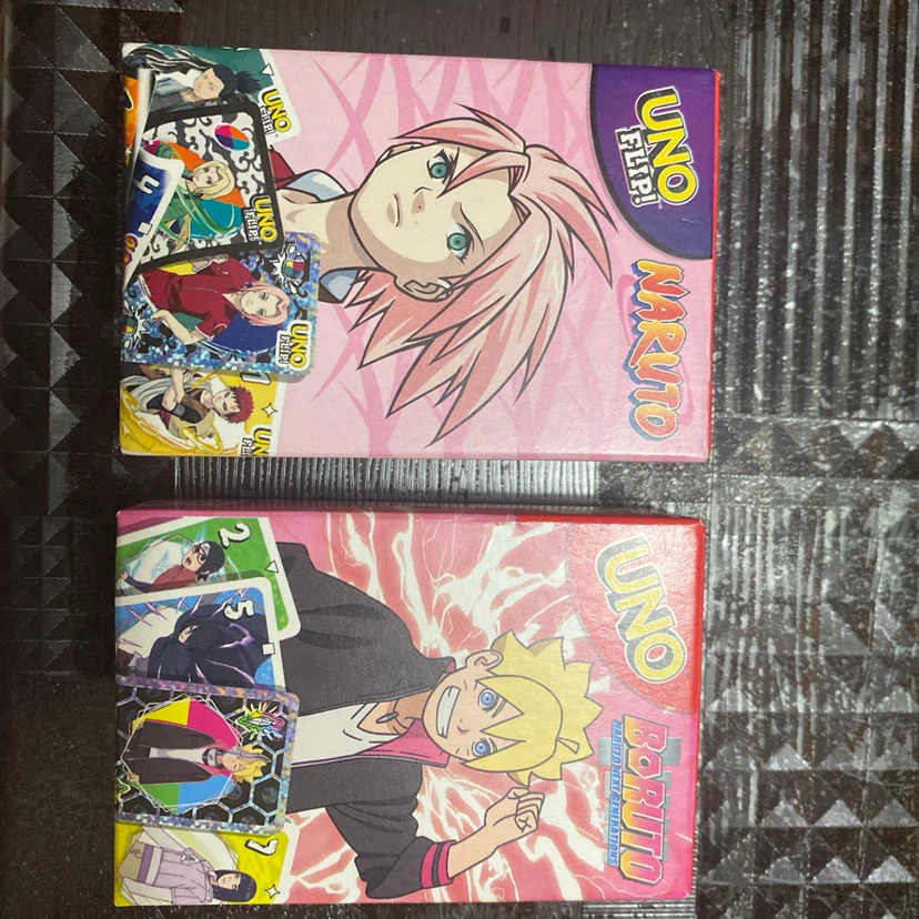 Naruto and Boruto and Mha UNO card sets