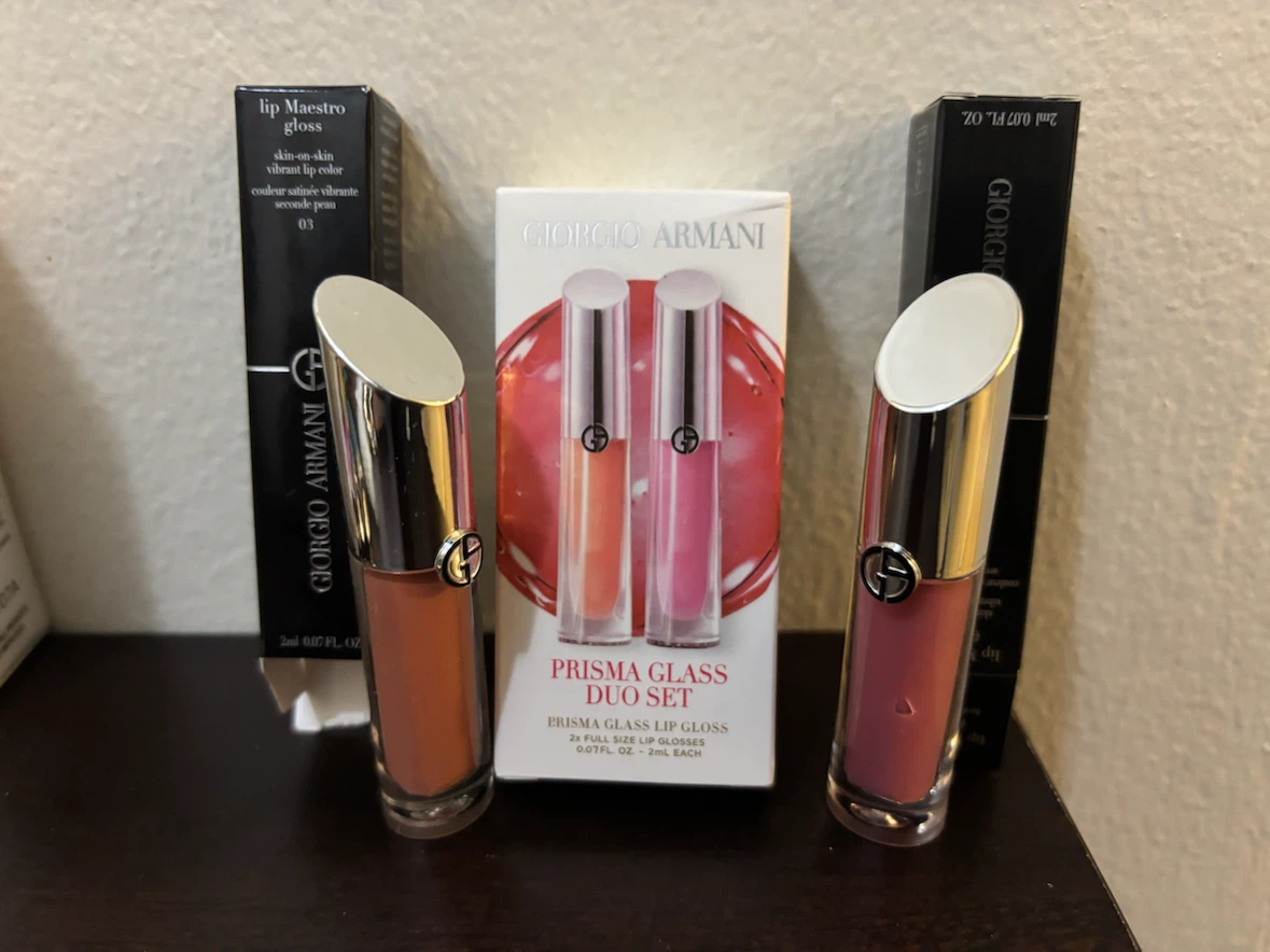 NEW-Giorgio Armani Prisma Glass Lip Gloss Duo Set