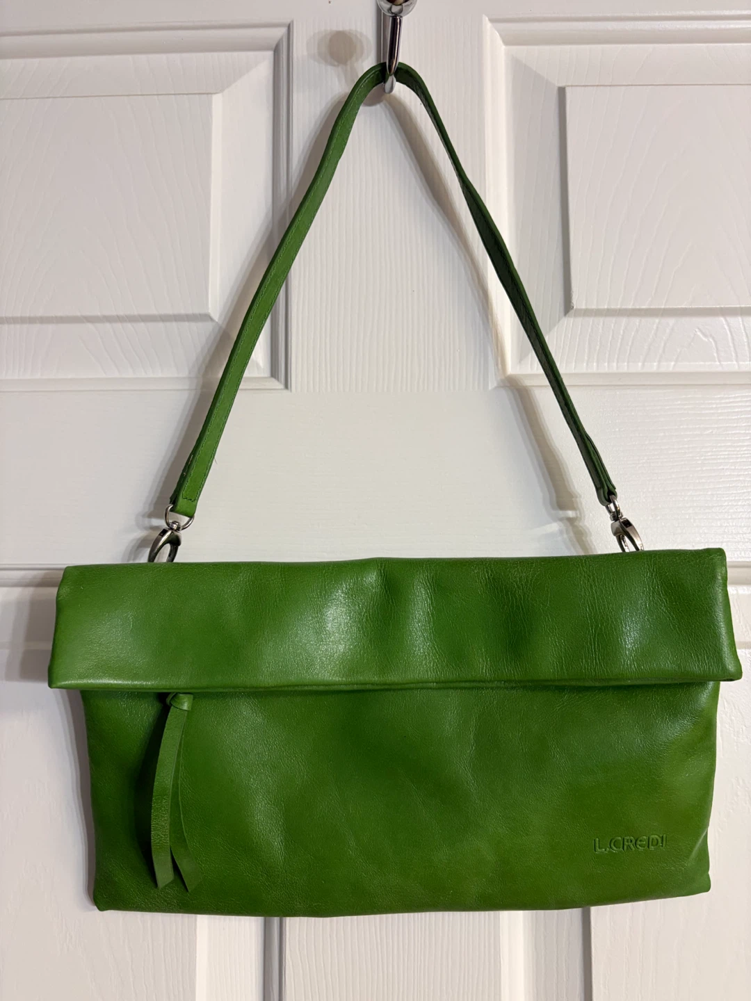 L.CREDI Green Genuine Leather Shoulder Bag/Clutch