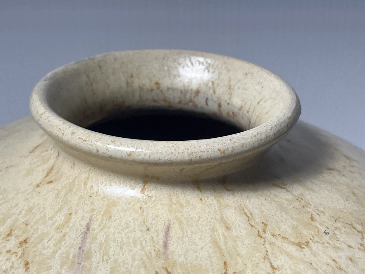 Vintage Mid-Century Studio Pottery Squat Orb Vase - 10" x 7" - photo 3