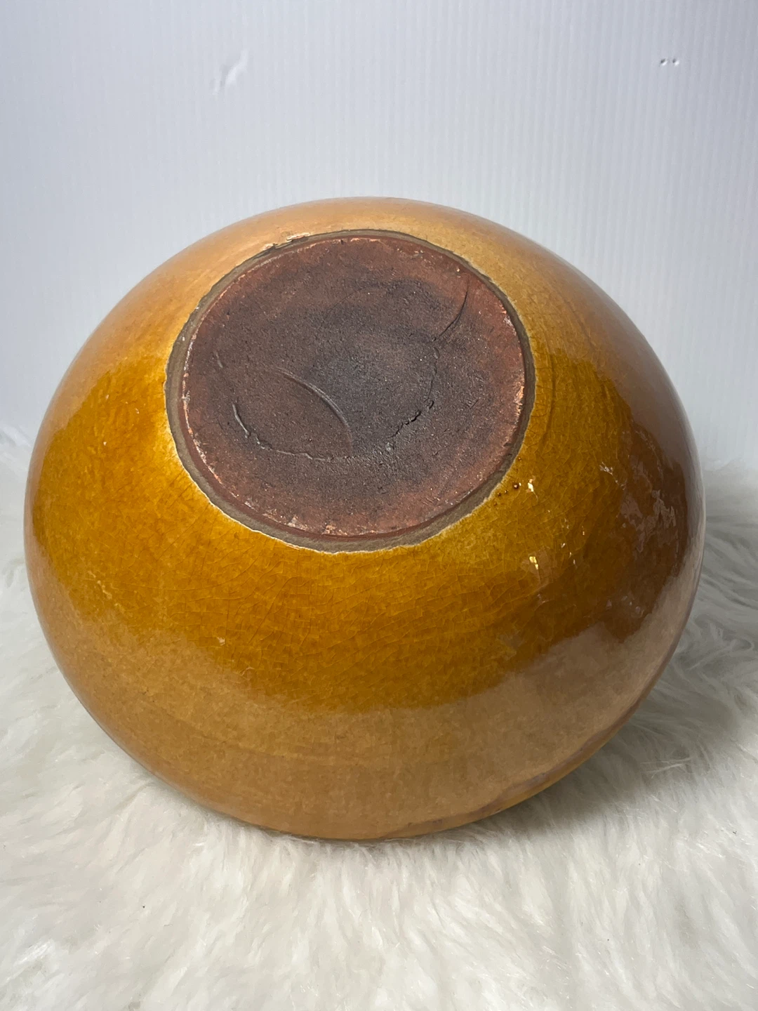 Vintage Mid-Century Studio Pottery Squat Orb Vase - 10" x 7" - photo 4