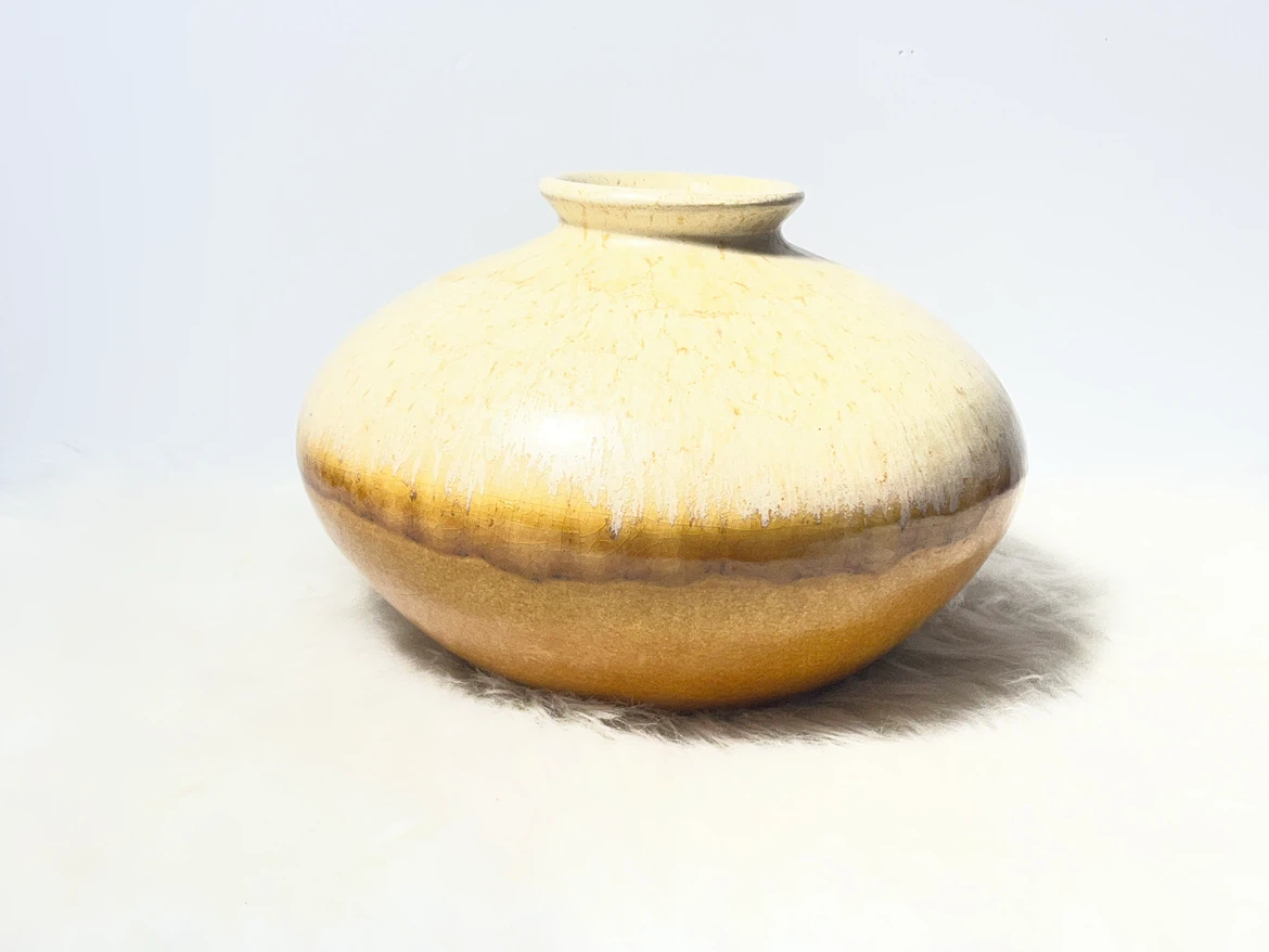 Vintage Mid-Century Studio Pottery Squat Orb Vase - 10" x 7" - photo 5