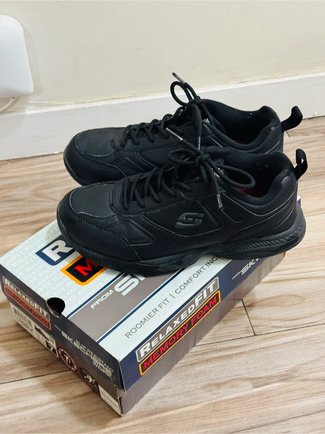 Skechers Work Relaxed Fit Shoes - Black Size 7