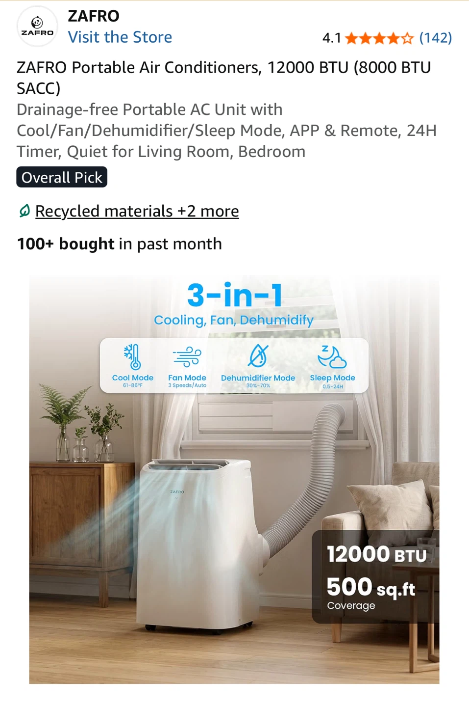 NEW✨ZAFRO 12000 BTU Portable Air Conditioner - photo 4