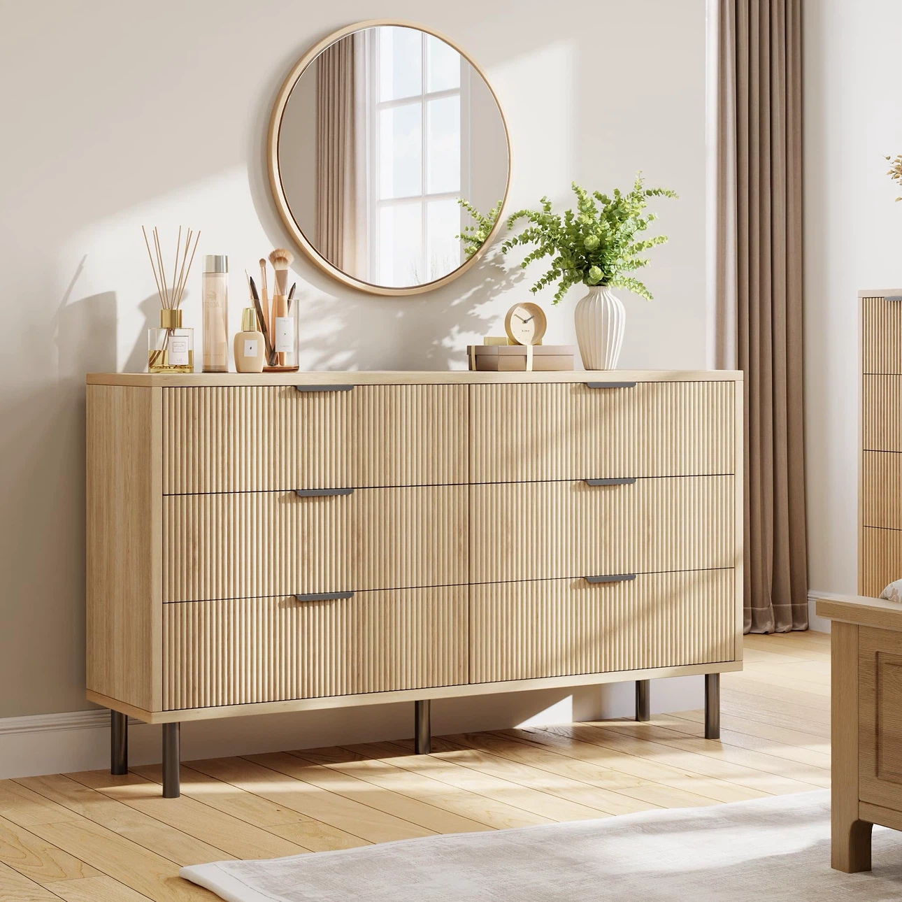 Latitude Run Wave Fluted 6-Drawer Dresser BRAND NEW