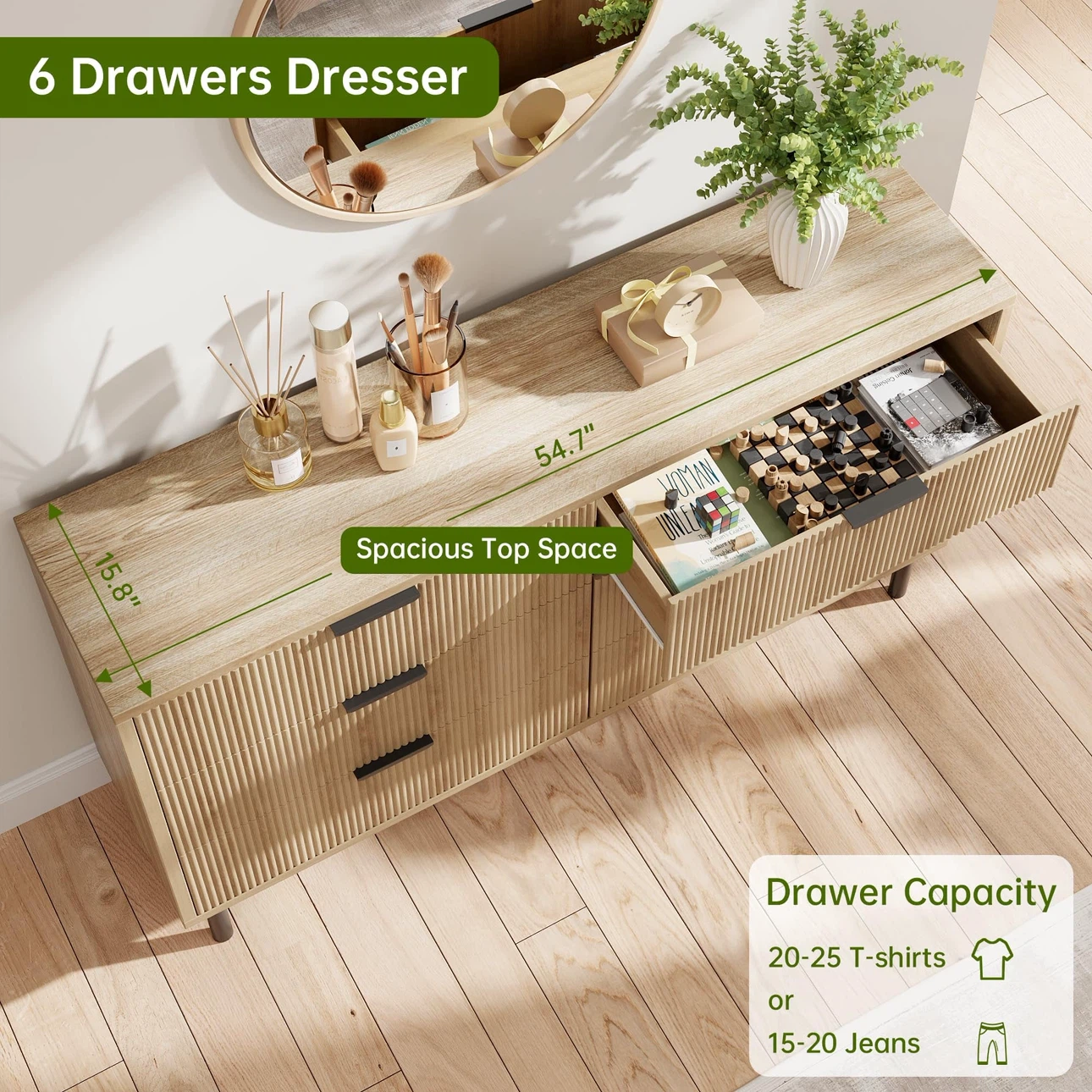 Latitude Run Wave Fluted 6-Drawer Dresser BRAND NEW - photo 3