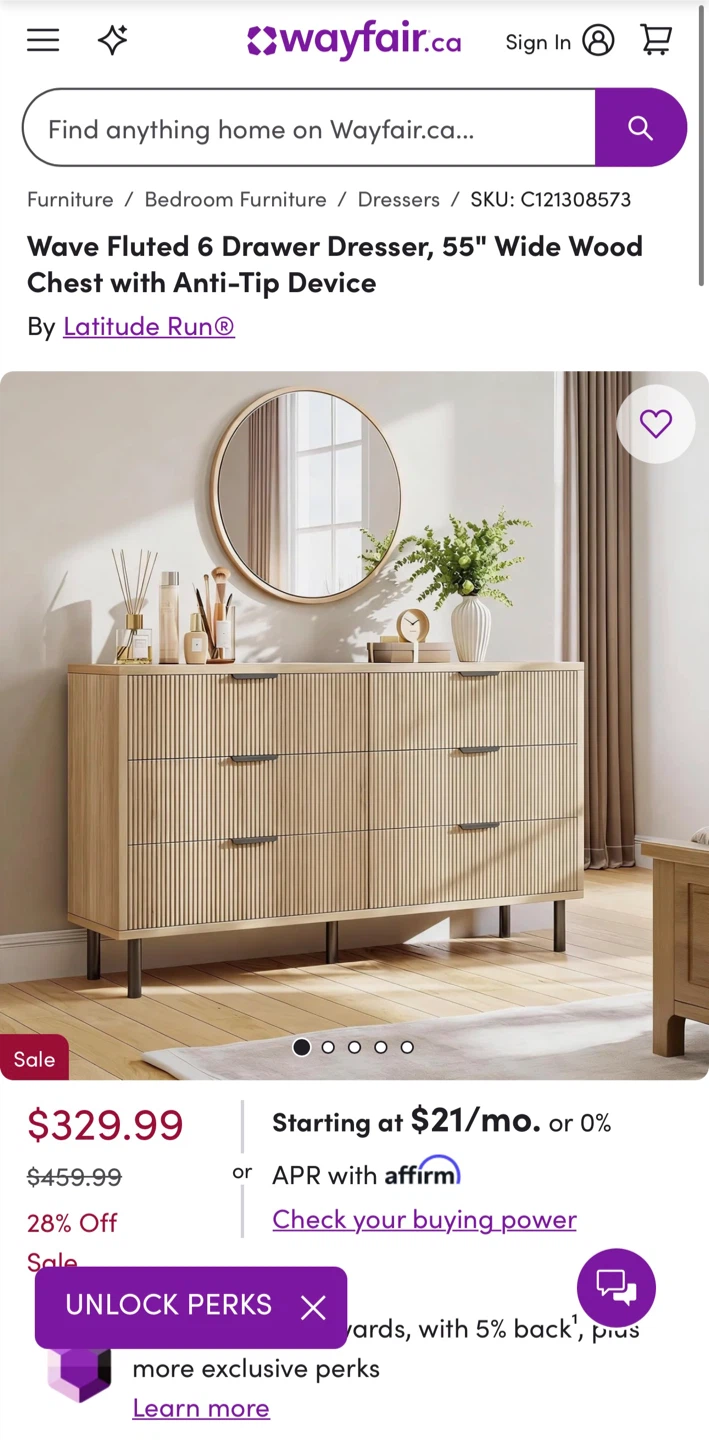 Latitude Run Wave Fluted 6-Drawer Dresser BRAND NEW - photo 4