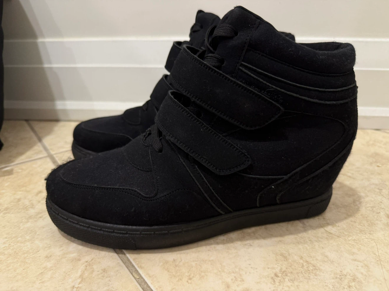 Black High-Top Wedge Sneakers
