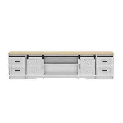 White Farmhouse Sliding Door TV Console BRAND NEW - photo 5