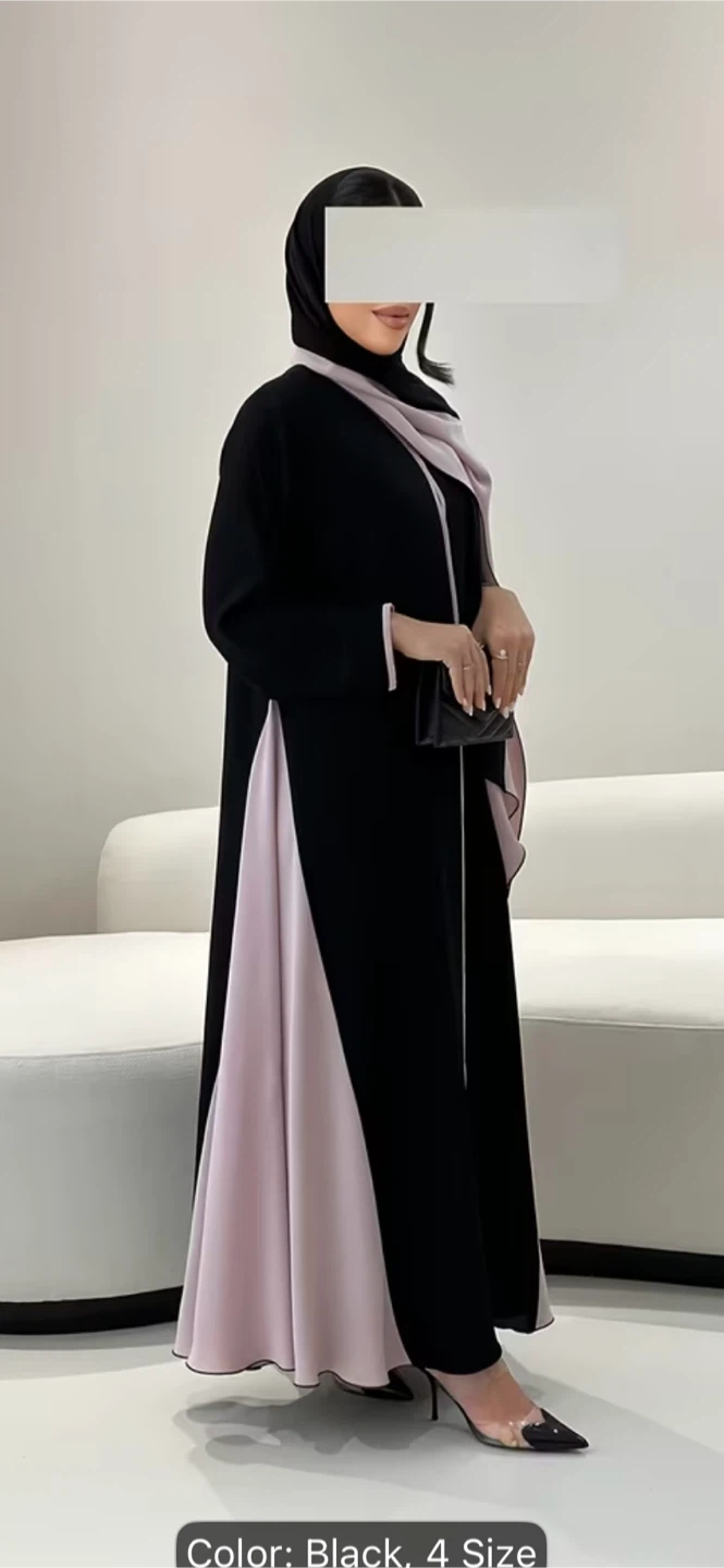 Black and light pink abaya