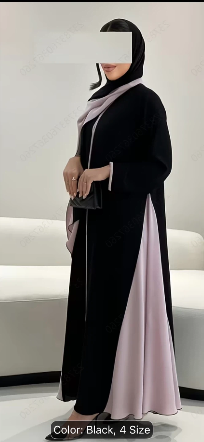 Black and light pink abaya - photo 2