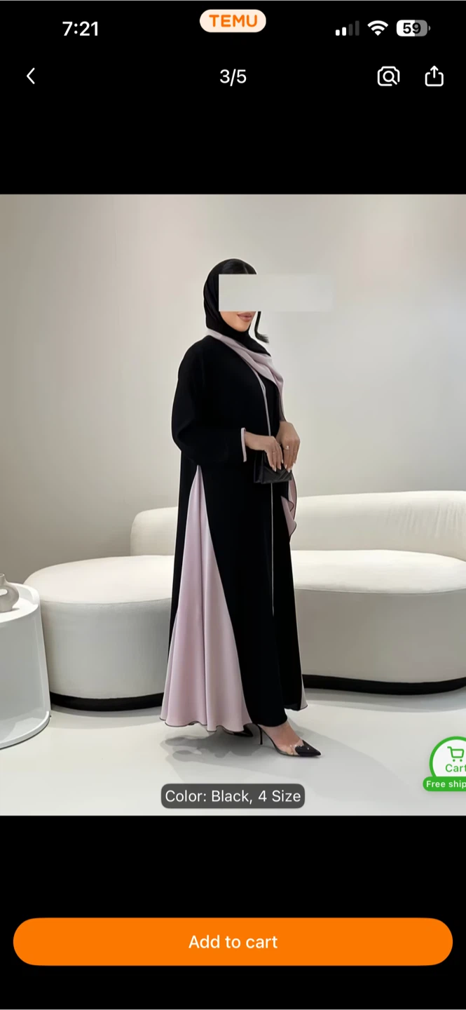 Black and light pink abaya - photo 3