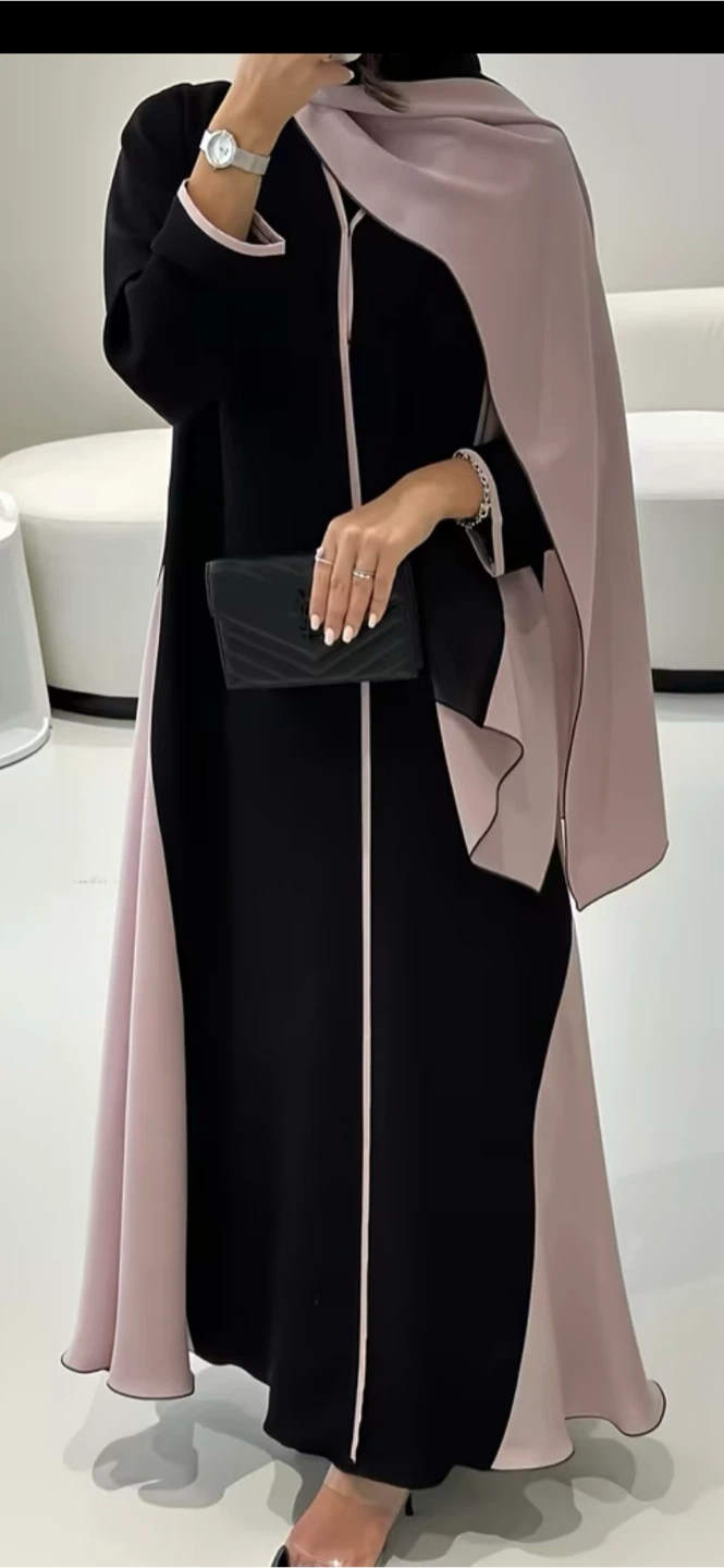 Black and light pink abaya - photo 4