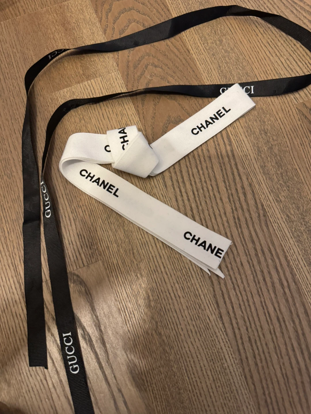 Chanel and Gucci branded ribbons
