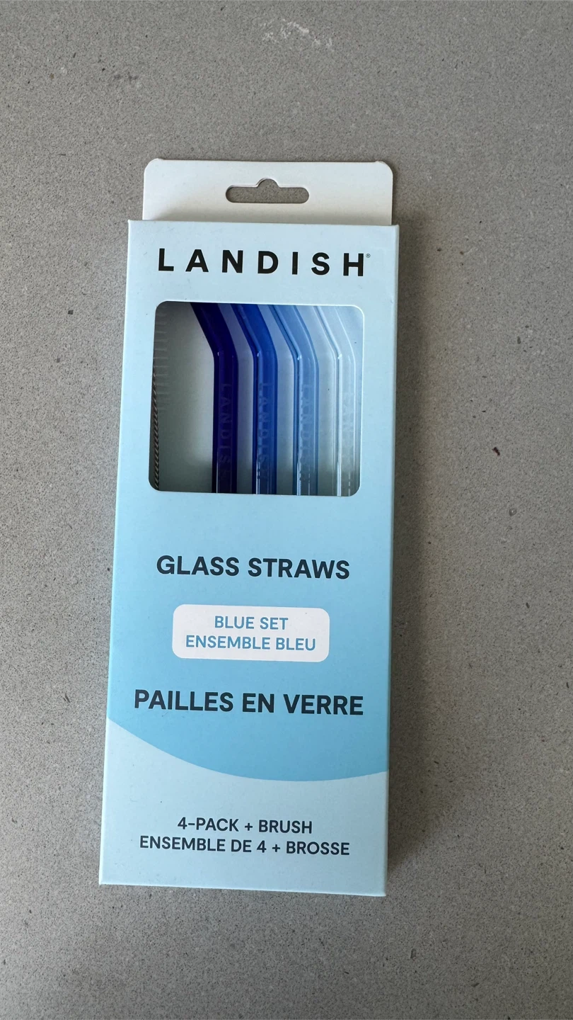 Landish Glass Straws Blue Set
