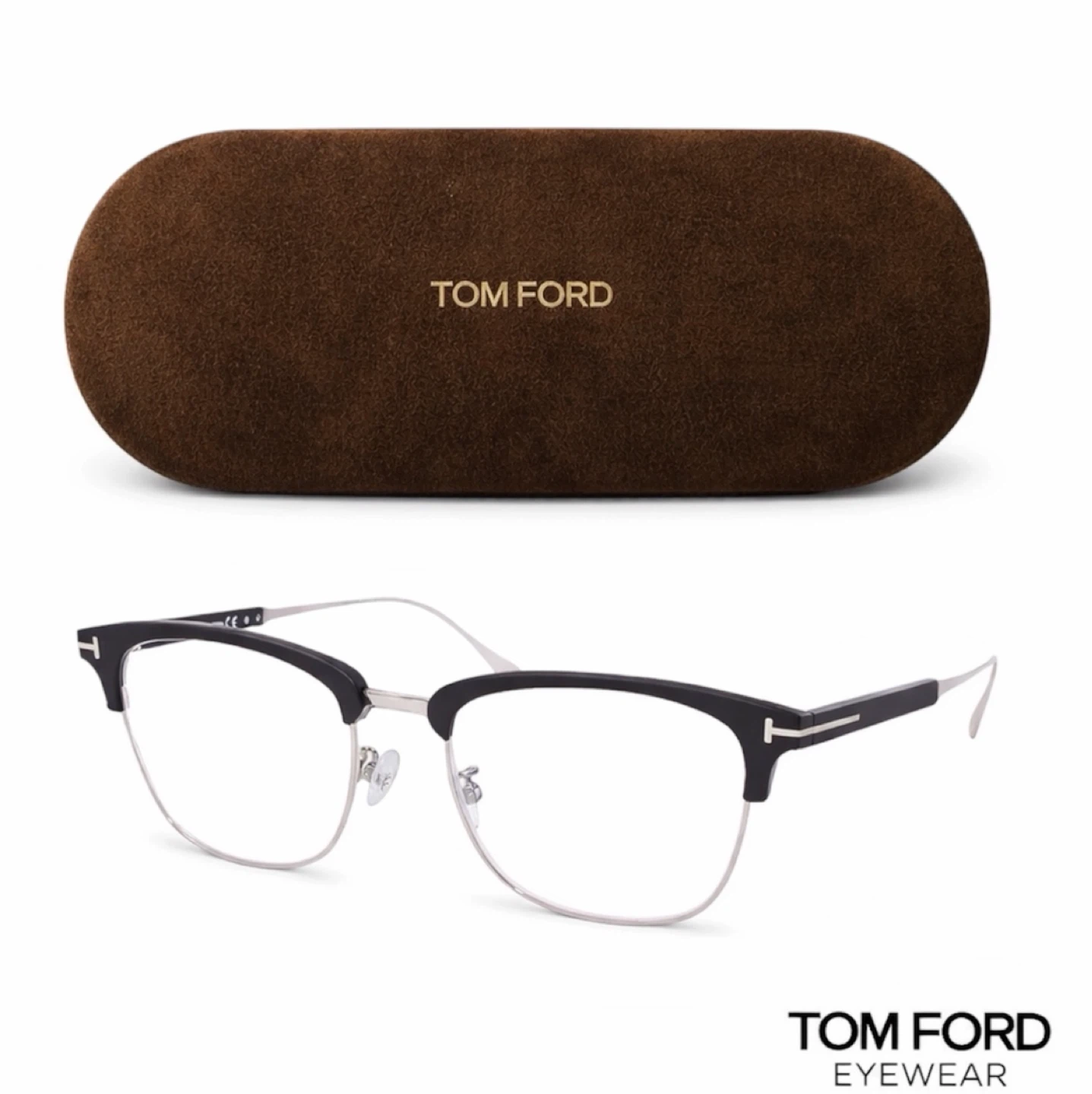 TOM FORD TF6590-F-B 002 MATTE BLACK & SHINY RUTHENIUM LENSES