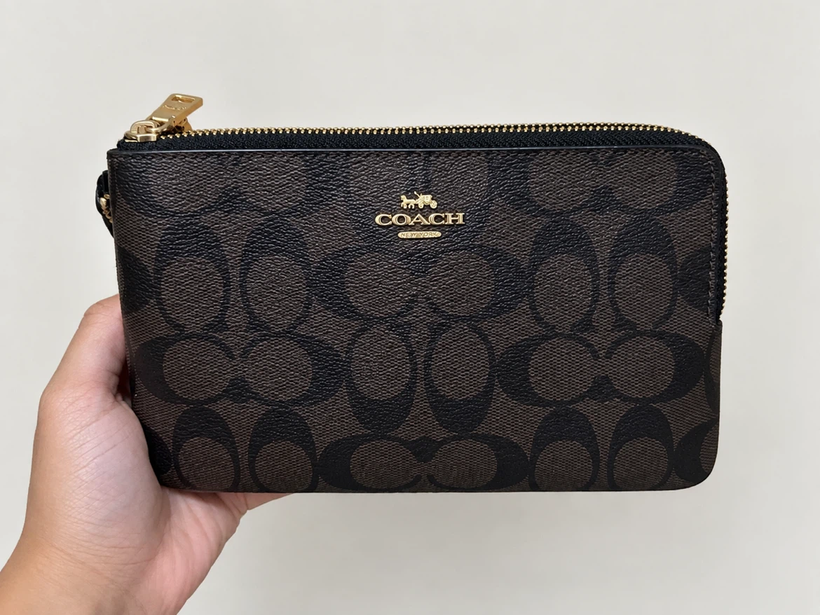 Coach Signature Canvas Corner Zip Wristlet