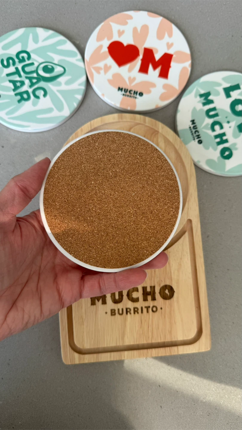 Mucho Burrito Ceramic Coaster Set with Wooden Tray - photo 2
