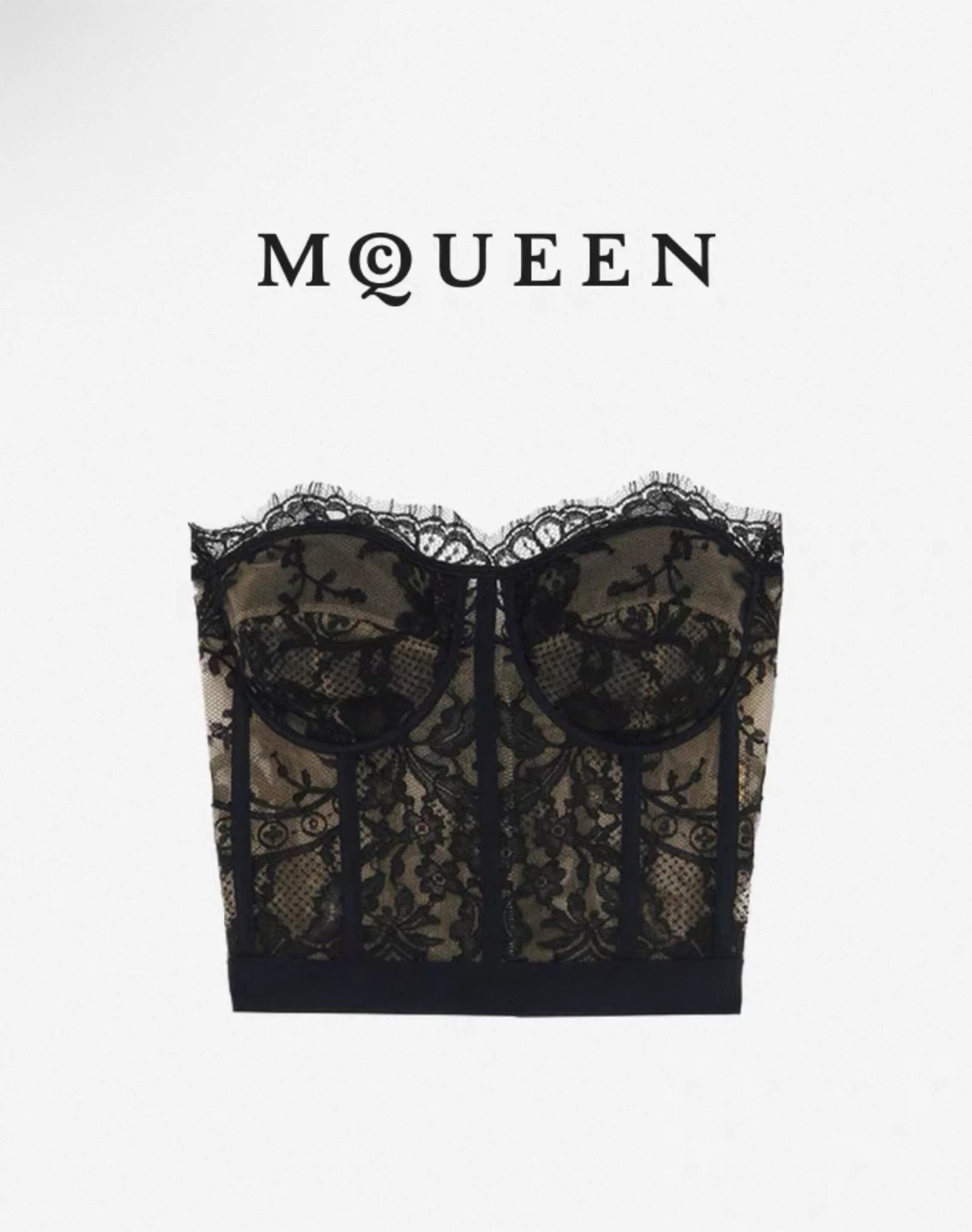 Alexander McQueen Black Lace Bustier Top