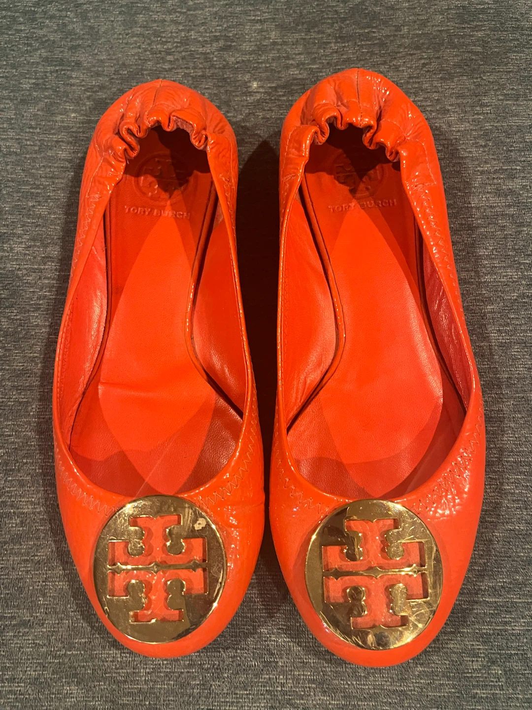 Tory Burch Orange Patent Leather Flats