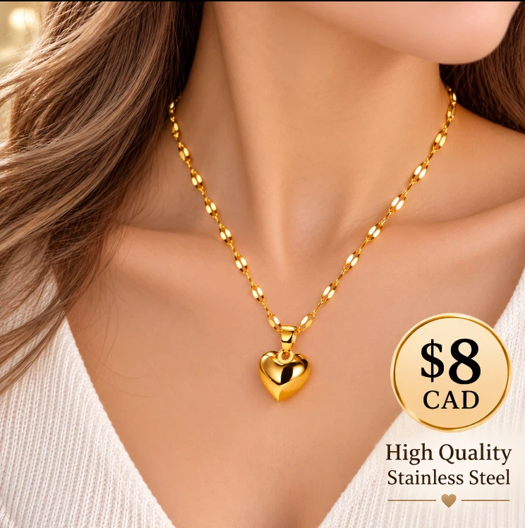 Stainless steel Gold-tone Heart Pendant Necklace