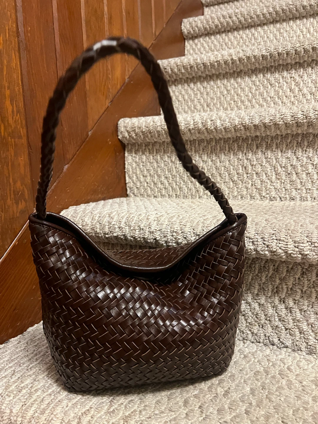 Dark Brown Woven Handbag