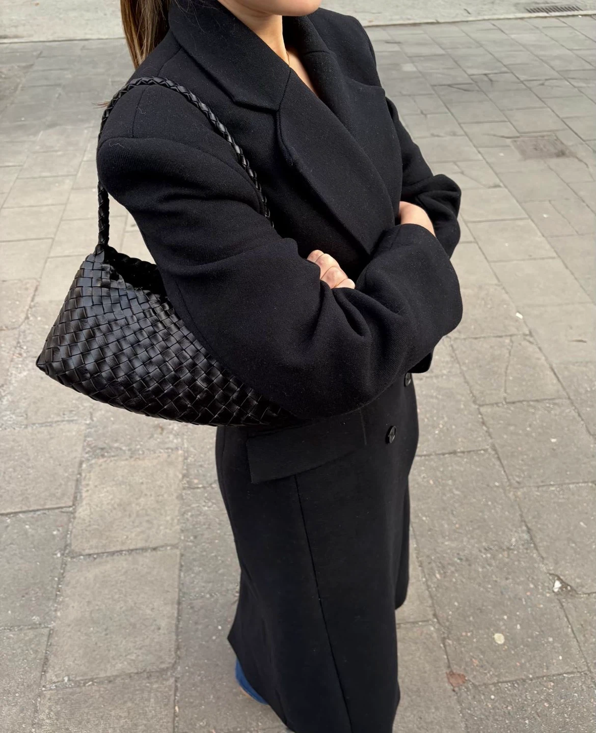 Black Woven Shoulder Bag