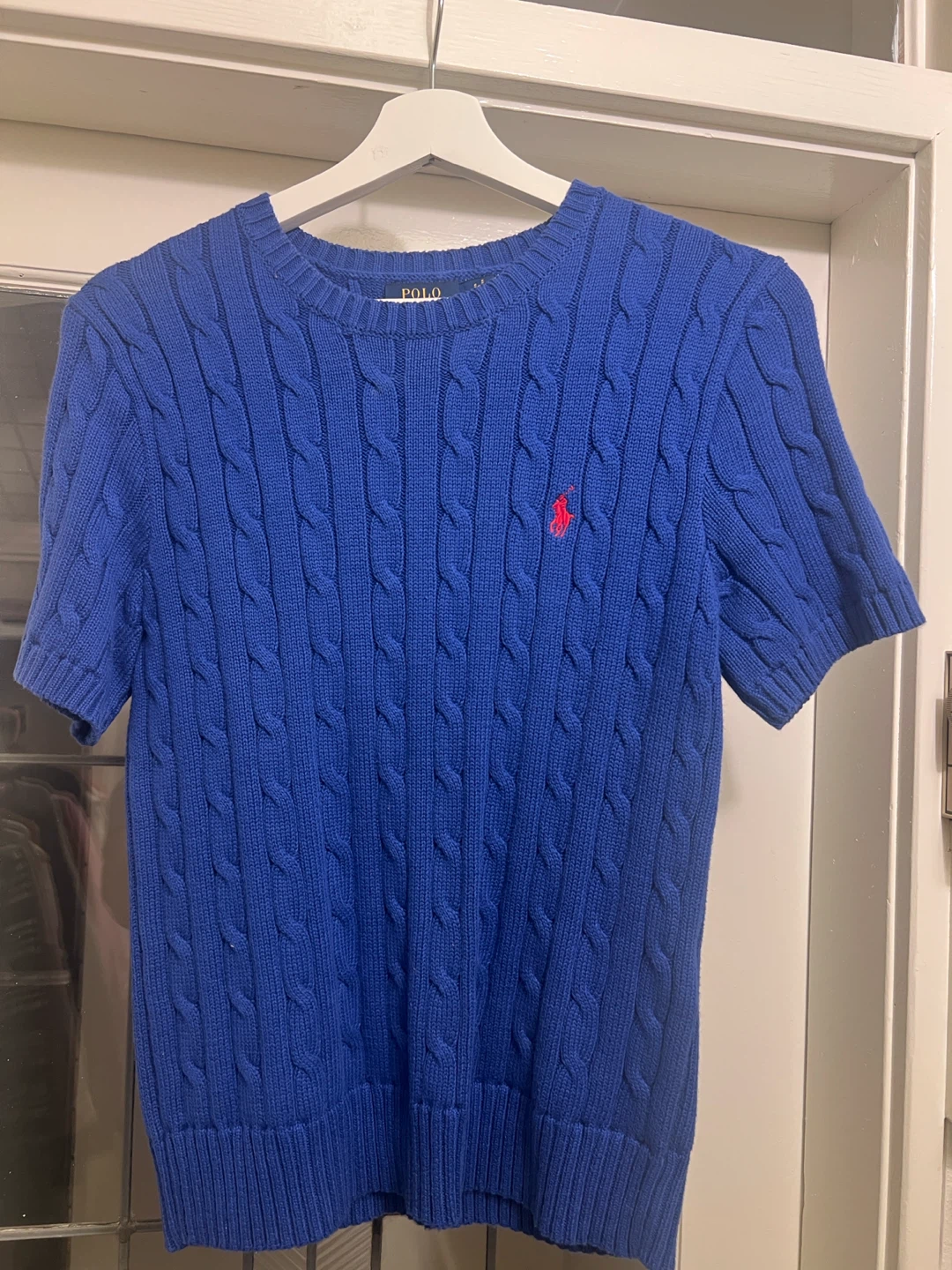Polo Ralph Lauren Blue Cable-Knit Short Sleeve Sweater