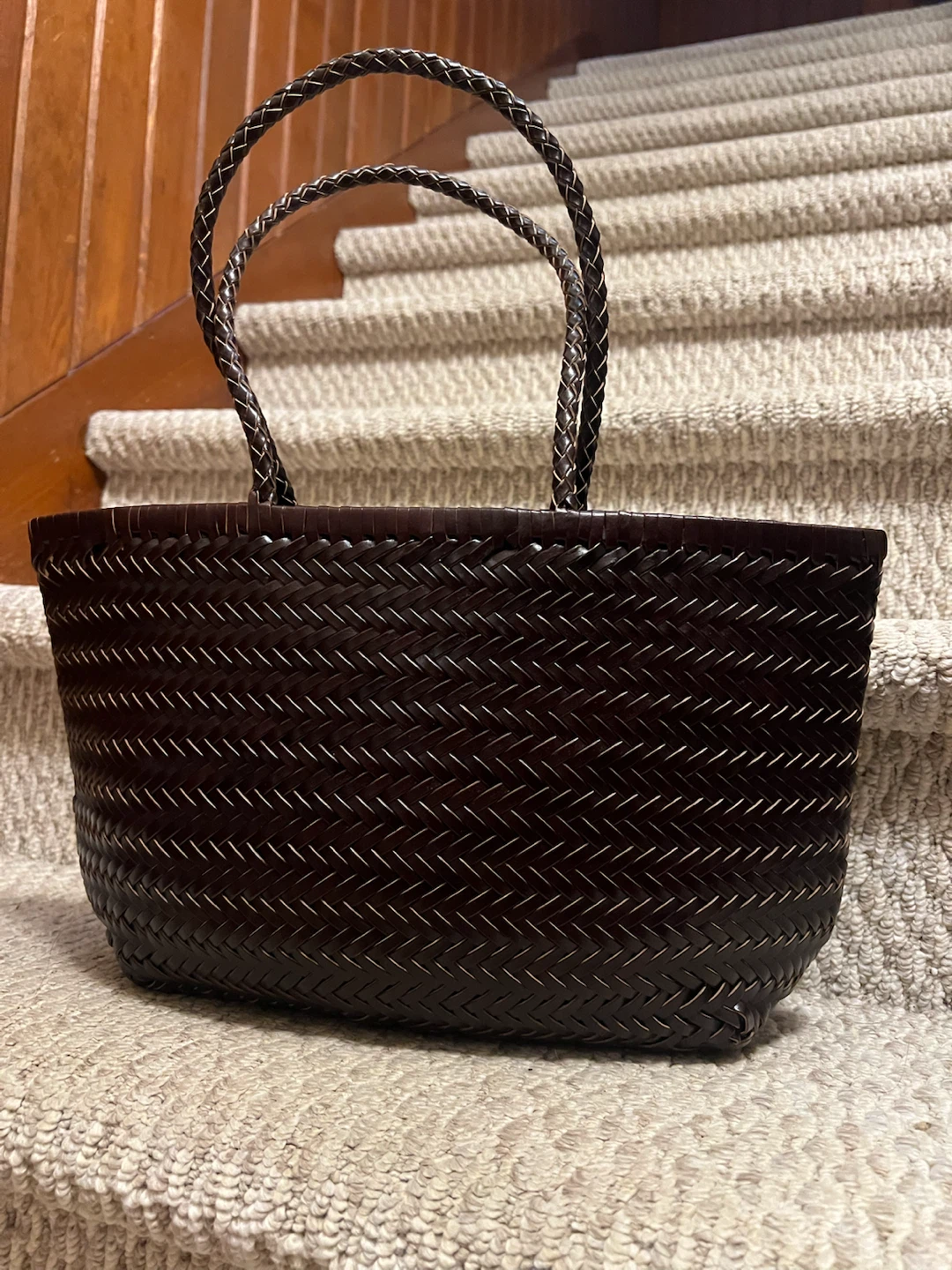 Dark Brown Woven Tote Bag