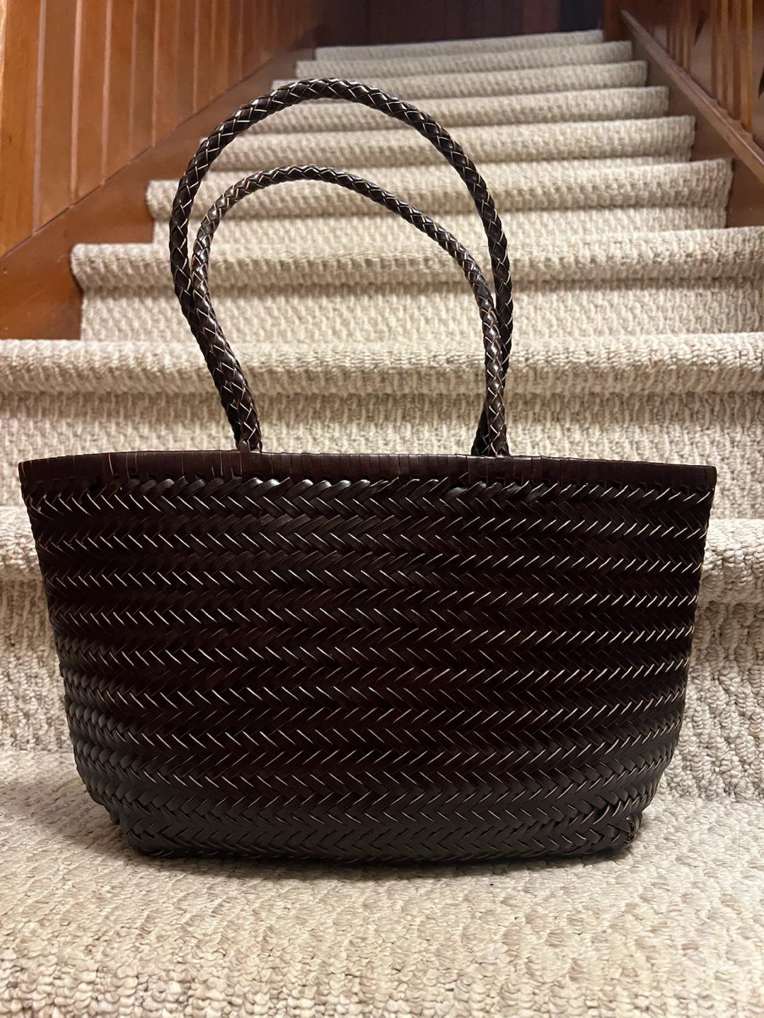 Dark Brown Woven Tote Bag - photo 2